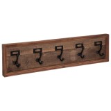 Cuier perete Atmosphera Paolo cu 5 carlige, lemn mango si fier, 83x21 cm, maro Household NewTrend