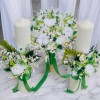 Set buchet si lumanari tip fagure cu trandafir criogenat si plante naturale uscate - Alb Verde, Eventissimi®