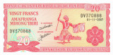 BURUNDI █ bancnota █ 20 Francs █ 2007 █ P-27d █ UNC █ necirculata