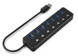 HUB extern GEMBIRD, porturi USB: USB 3.1 x 7, conectare prin USB, cu on/off, cablu 0,24 m, negru, &amp;quot;UHB-U3P7P-01&amp;quot; (timbru verde 0.8 lei) - 87