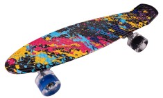 Skateboard multicolor cu roti luminoase, 56 cm x 15 cm, MalPlay 110185