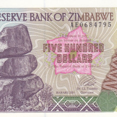 Bancnota Zimbabwe 500 Dolari 2001 - P11a UNC