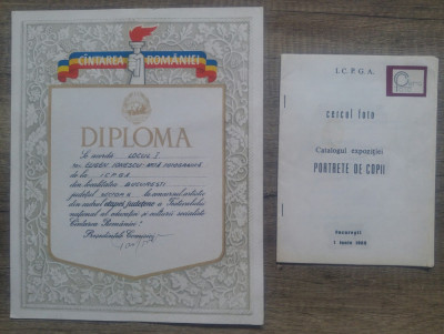 Diploma premiul I pt fotografie,Cantarea Romaniei + catalog expozitie fotografie foto
