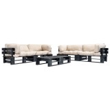 vidaXL Set mobilier grădină paleți cu perne nisipii, 6 piese, lemn 277437