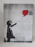 Tablou reproducere &bdquo;Fata cu balonul&rdquo; (Girl with Balloon) a artistului Banksy. 40x30cm
