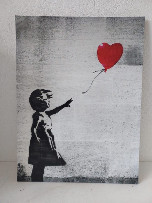 Tablou reproducere &bdquo;Fata cu balonul&rdquo; (Girl with Balloon) a artistului Banksy. 40x30cm