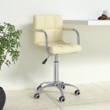 VidaXL Scaun de birou pivotant, crem, material textil
