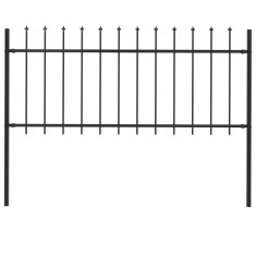 vidaXL Gard de grădină cu v&acirc;rf suliță, negru, 1,7 x 0,8 m, oțel