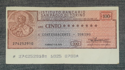 100 lire 1976 Italia / Torino L&amp;#039;Istituto Bancario San Paolo di Torino foto