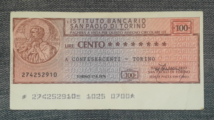 100 lire 1976 Italia / Torino L&#039;Istituto Bancario San Paolo di Torino