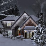 Ghirlanda luminoasa tip perdea 300 LED-uri, 12m, pentru interior/exterior, iluminare alba Household NewTrend