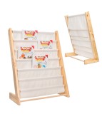 Biblioteca din lemn cu 6 buzunare pentru copii 76,5 cm