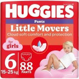Scutece chilotel Huggies Little Movers 6, Girl, 15-30 kg, 88 buc