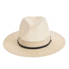 Palarie alba de vara cu accesoriu tip curea