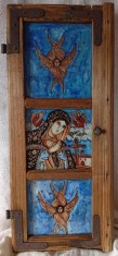 Triptic de icoane pe sticla Transilvania, Maica Domnului &Icirc;ndurerată