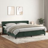 VidaXL Pat box spring cu saltea, verde &icirc;nchis, 200x200 cm, catifea