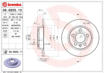 BREMBO 08.6935.11 PRIME LINE - UV Coated Disc frana foto