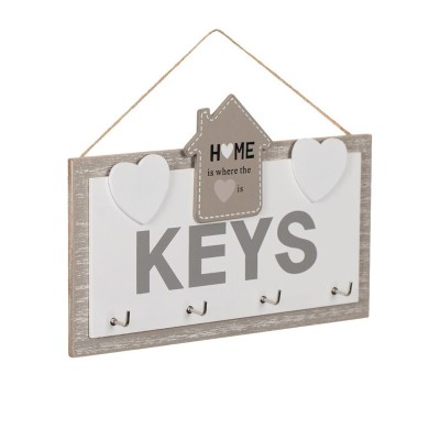 Suport chei decorativ cu mesaj Home, 20x14 cm, Lemn, ATU-085154 foto