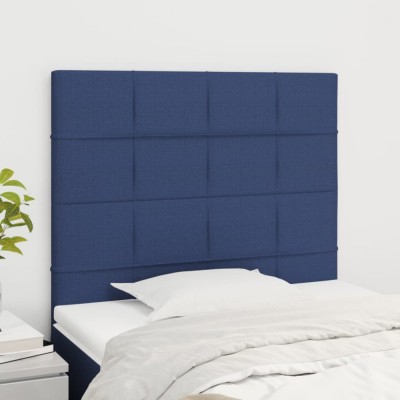 vidaXL Tăblii de pat, 2 buc, albastru, 90x5x78/88 cm, textil 3116320 foto