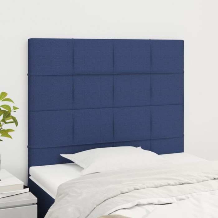 vidaXL Tăblii de pat, 2 buc, albastru, 90x5x78/88 cm, textil 3116320