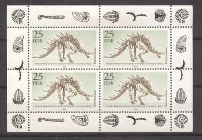 Germany DDR 1990 Prehistoric animals, perf. sheetlet, MNH S.054 foto