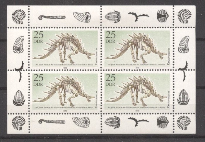 Germany DDR 1990 Prehistoric animals, perf. sheetlet, MNH S.054