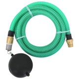 Cumpara ieftin Furtun de aspiratie cu racorduri din alama, verde 1,1" 4 m, PVC