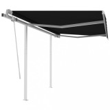 VidaXL Copertină retractabilă manual cu st&acirc;lpi, antracit, 3,5x2,5 m
