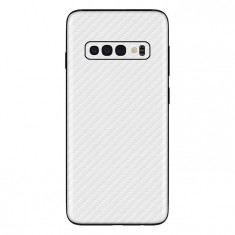 Set Folii Skin Acoperire 360 Compatibile cu Samsung Galaxy S10 (SET 2) - ApcGsm Wraps Carbon White foto