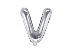 Balon folie metalizata litera V, Argintiu, 35cm foto