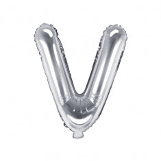 Balon folie metalizata litera V, Argintiu, 35cm