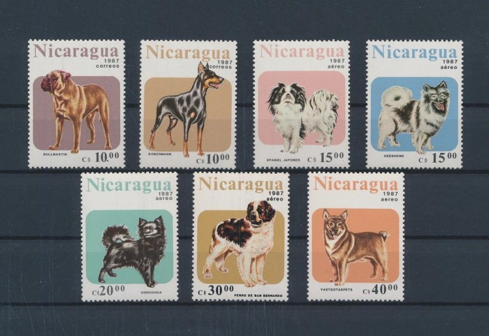 NICARAGUA-CAINI-SERIE DE 7 TIMBRE
