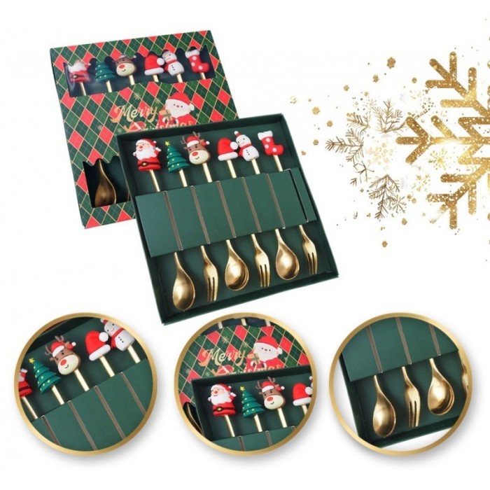 Set tacamuri pentru Craciun, 6 tacamuri, figurine cu tematica magica de Craciun, JollyMag, LYZ6