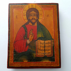 ISUS HRISTOS PANTOCRATOR-ICOANA LIPOVENEASCA-RUSEASCA-PICTURA PE LEMN-CCA 1900 foto