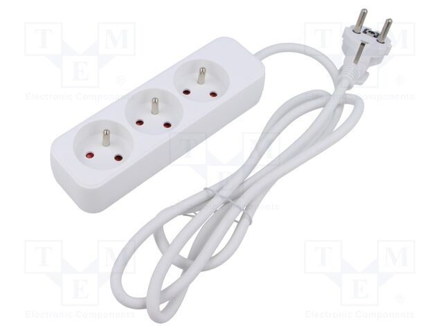 Prelungitor alimentare LANBERG 3x1mm2 3 prize 1,5m alb 10A