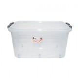 Cutie Depozitare Plastic Transparenta 50L ALM cu Capac si Roti 40x63x32 cm