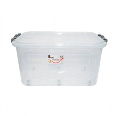 Cutie 50L capac si roti din plastic transparent