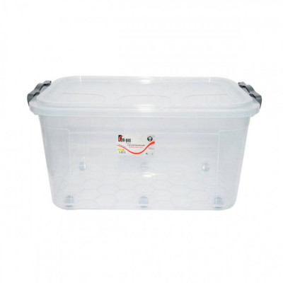 Cutie 50L capac si roti din plastic transparent foto