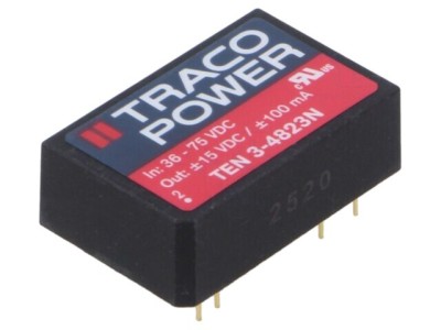 Convertor DC/DC 3W TRACO POWER TEN 3-4823N Intrare 36-75VDC Ieșire &amp;plusmn;15VDC foto