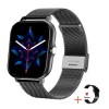 Smartwatch sport ZYTEQ&reg;️, touch, apel Bluetooth, notificari, ritm, tensiune, SpO2, somn, activitati, incarcare wireless, Android/iOS, negru, Otel inoxidabil