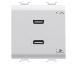 Priza USB tip C dubla 2M PD 63W Gewiss Chorus alb satinat MAT GW15417