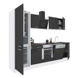 Mobilă de bucătărie modulară Leziter Yorki 280 cm, Alb/Antracit, cu frigider inferior