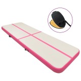 vidaXL Saltea gimnastică gonflabilă cu pompă roz 600x100x15 cm PVC