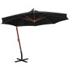 Gossi umbrela suspendata cu stalp, negru, 3,5x2,9 m, lemn masiv brad