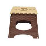 Scaun pliabil din plastic crem-maro, compact, 286x325x270 mm
