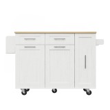 Insulă de bucătărie cu blat rabatabil, Alb | Aosom Romania