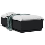 VidaXL Cadru de pat, negru, 75x190 cm, lemn prelucrat