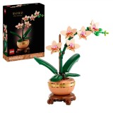 LEGO Mini Orhidee 10343, Set Constructie Flori, 274 Piese, Decoratiune Casa/Birou, Cadou Femei/Barbati, Joc Educativ Adulti