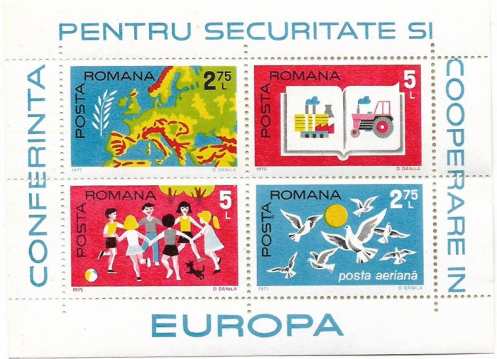 Colita Conf. pt Securitate si Coop. Europa, Helsinki (bloc de 4), 1975 - NEOBL.