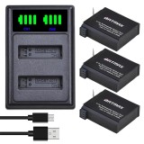 Set 3 acumulatori AHDBT-401 1680mAh + incarcator dublu GoPro 4 Silver / Black